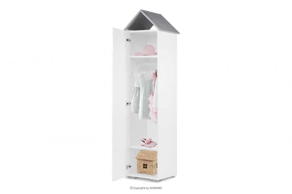 PABIS Detská šatníková skriňa šedá bílá/šedá - obrázok 4