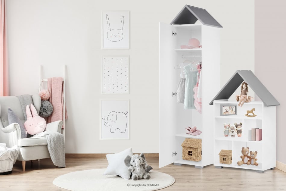 PABIS Detská šatníková skriňa šedá bílá/šedá - obrázok 1