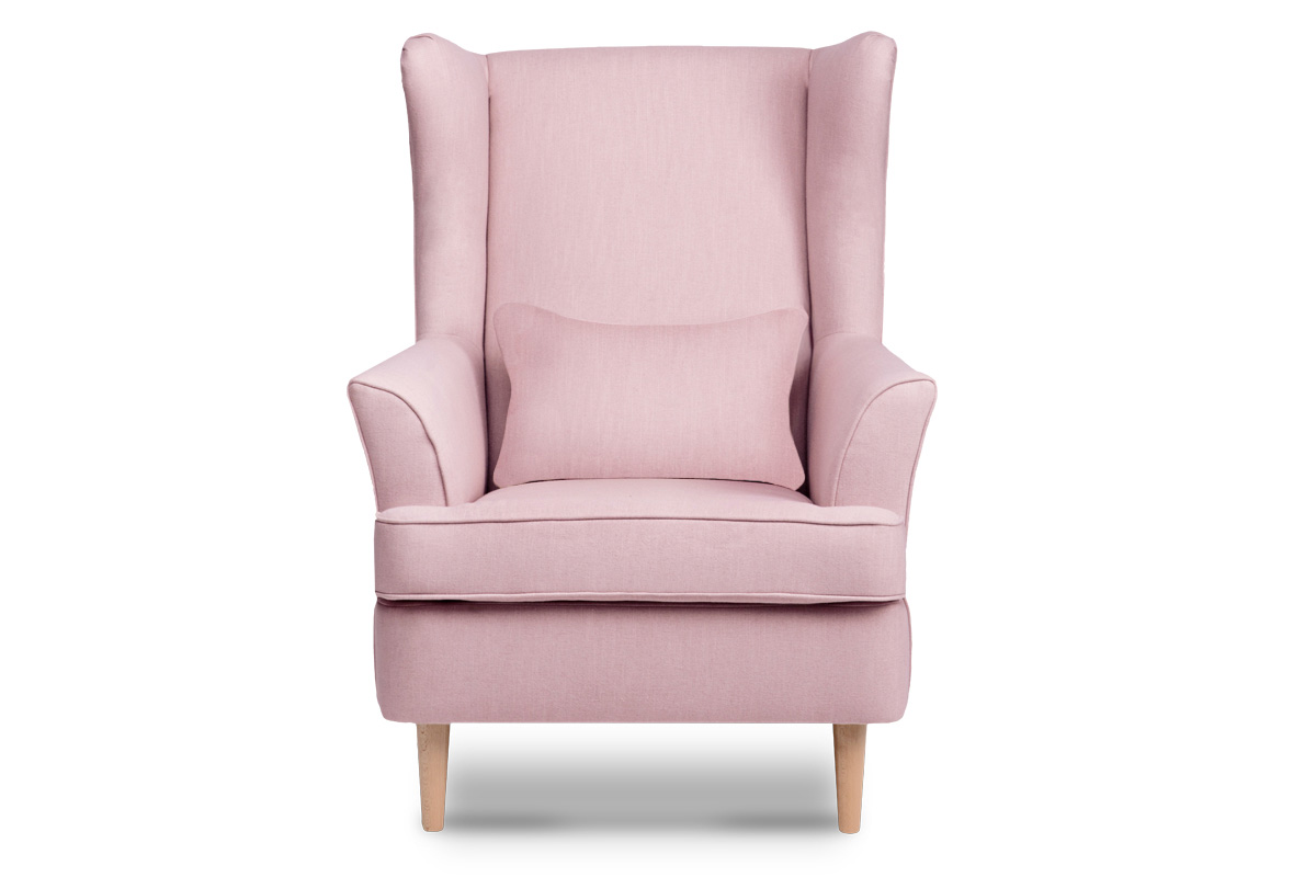 Škandinávske kreslo na nôžkach púdrovo ružové