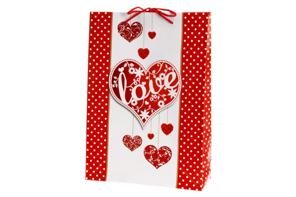 HERTIS Darčeková taška bílá/červená - obrázok 0