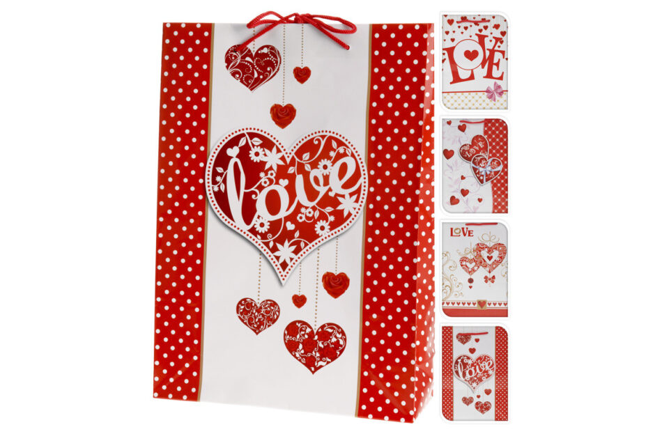 HERTIS Darčeková taška bílá/červená - obrázok 1