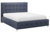 Čalúnená manželská posteľ tmavomodrá