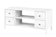 TV skrinka borovice so zásuvkami 120 cm biela