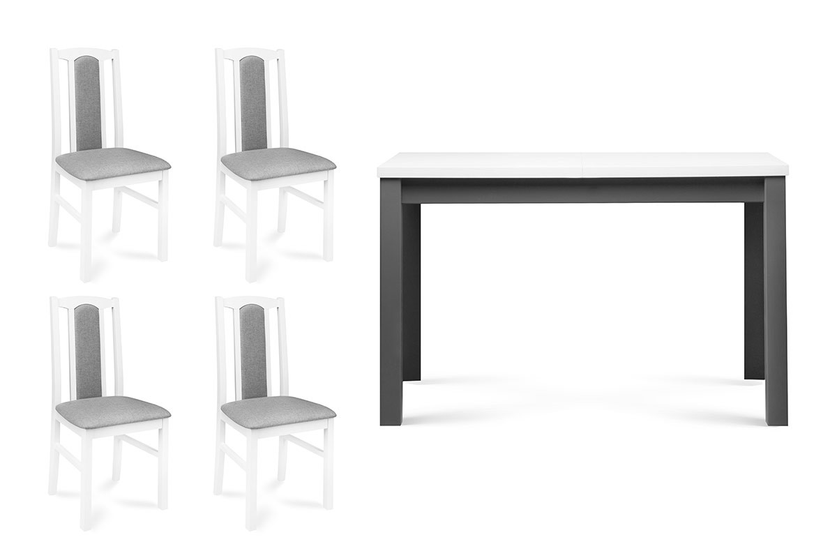 Biely rozkladací jedálenský stôl so 4 stoličkami
