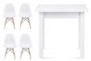 NEREA, SALUTO Jedálenský set v škandinávskom štýle malý rozkladací stôl a stoličky 4 diely bílý - obrázok 1