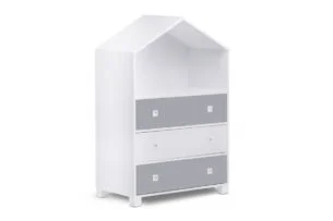 MIRUM, https://konsimo.sk/kolekcie/mirum/ Šedá komoda domček pre chlapca bílá/šedá - obrázok