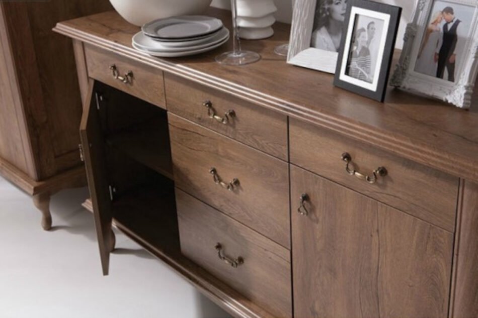 BRITON Veľká komoda 165 cm vintage tmavý dub tmavý dub - obrázok 2