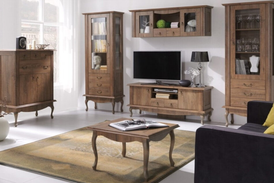 BRITON Sklenená vitrína 75 cm vintage tmavý dub tmavý dub - obrázok 1