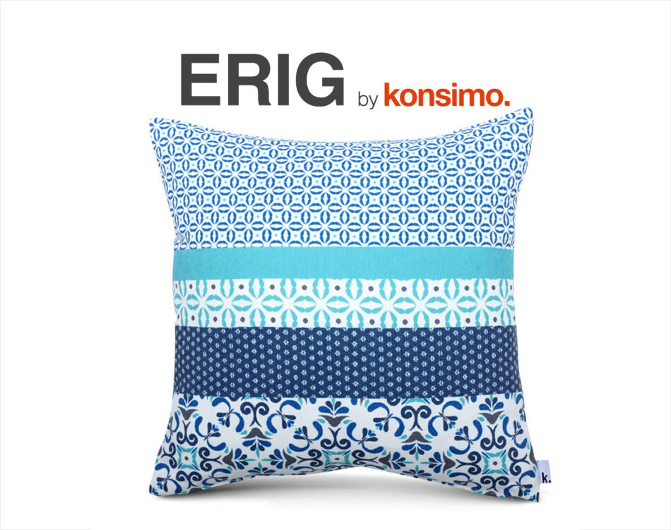 ERIG Obliečka na vankúš tmavě modrá/zelená/bílá - obrázok 2