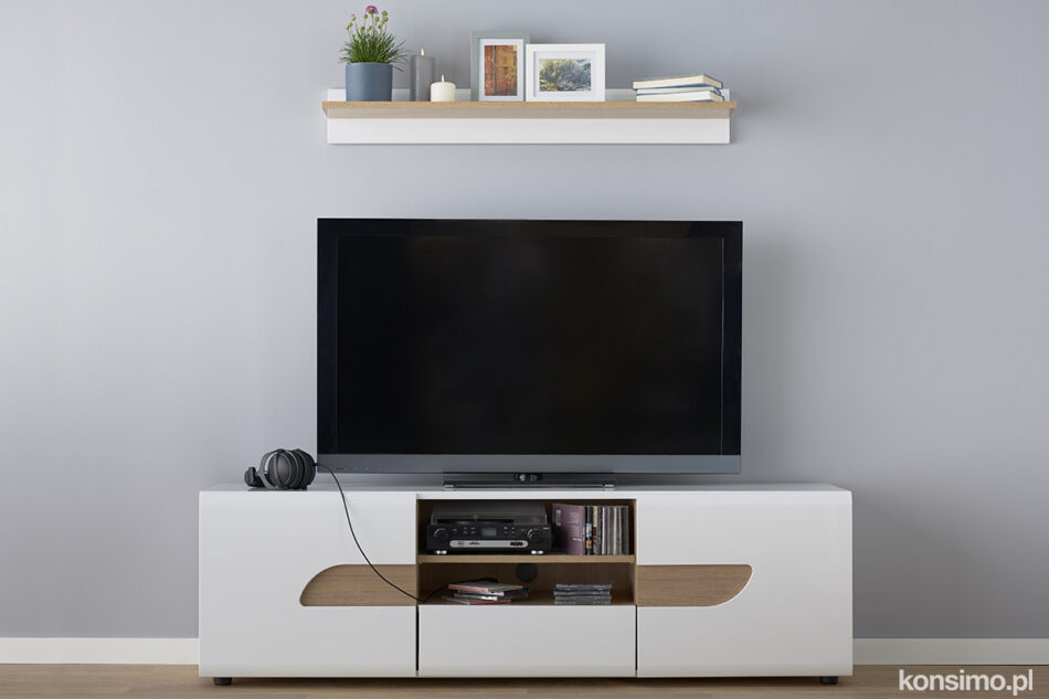 AVERO Závesná polica 165 cm v škandinávskom štýle, šedý dub dub/greige - obrázok 1