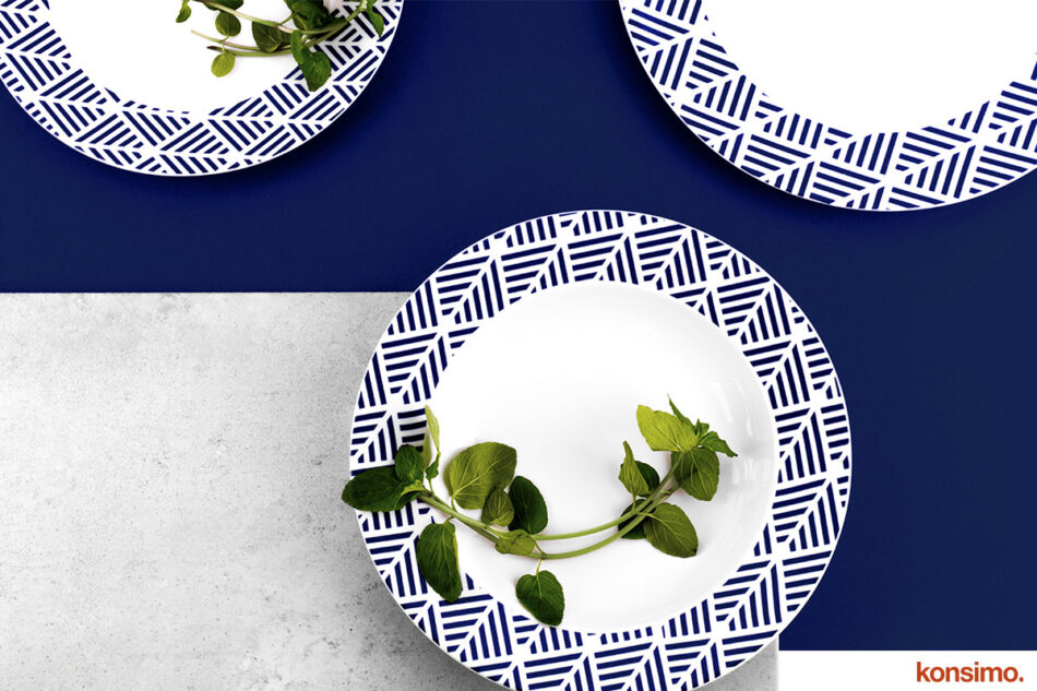 LIVIDUS Dezertný tanier bílá/modrá - obrázok 1