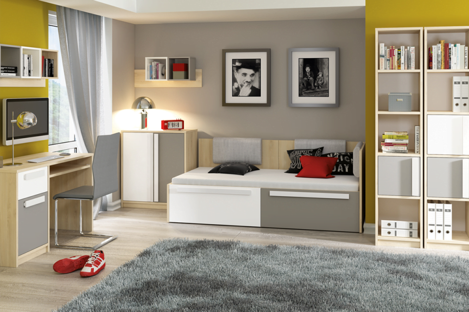 PONGO Komoda do detskej izby šedá/biela/buk buk/bílá/tmavě šedá - obrázok 1