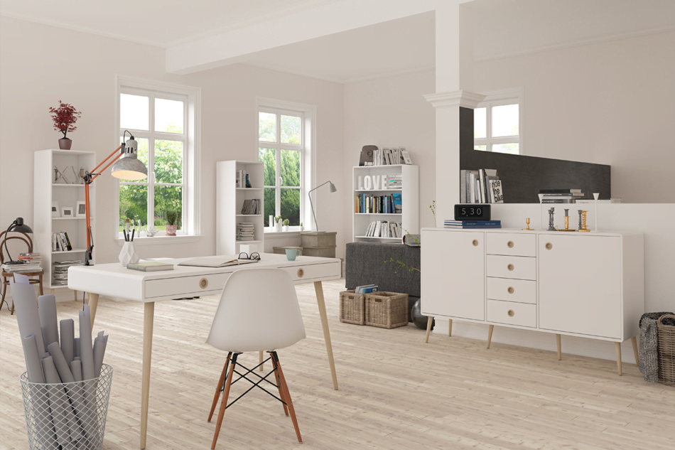 SOFTLINE Škandinávsky písací stolík na nožičkách sivý szary/dąb - obrázok 3