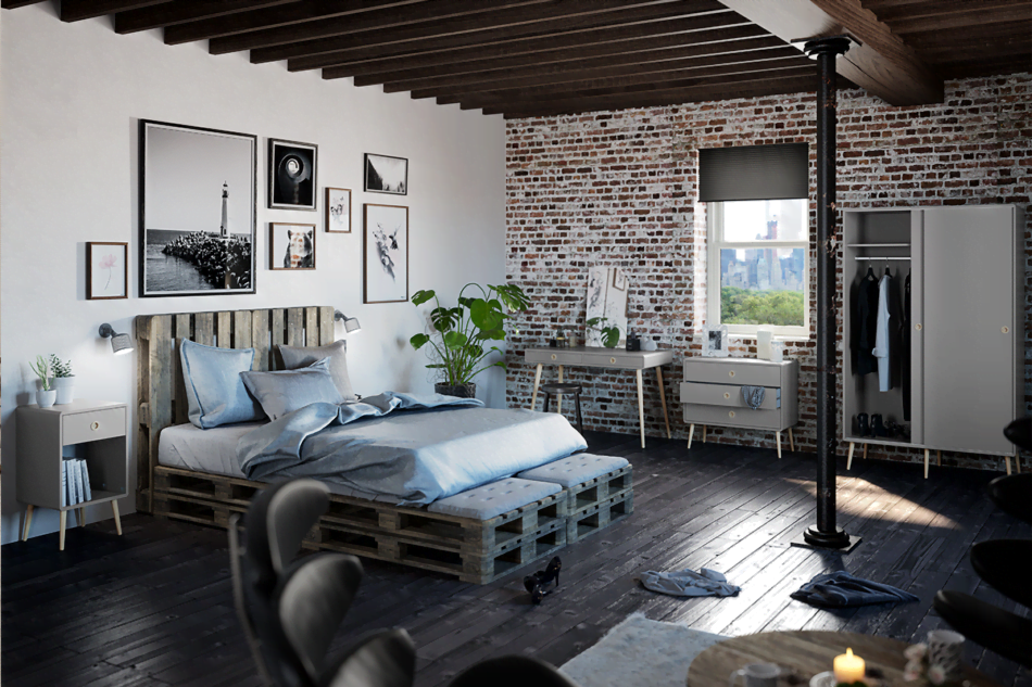 SOFTLINE Škandinávsky písací stolík na nožičkách sivý szary/dąb - obrázok 1