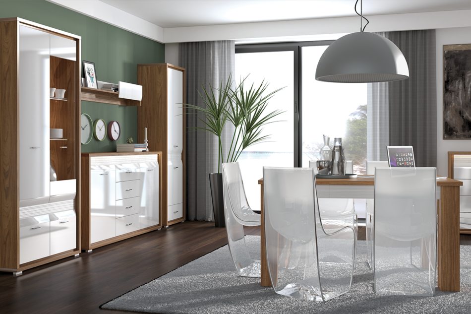 SULA Závesná polica 130 cm do obývačky orech / biela orzech naturalny/biały - obrázok 1