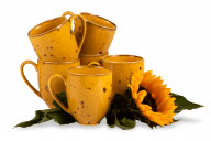 Sada veľkých hrnčekov z poľského porcelánu pre 6 osôb Cottage Yellow
