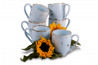 Sada veľkých hrnčekov z poľského porcelánu pre 6 osôb Cottage Sky