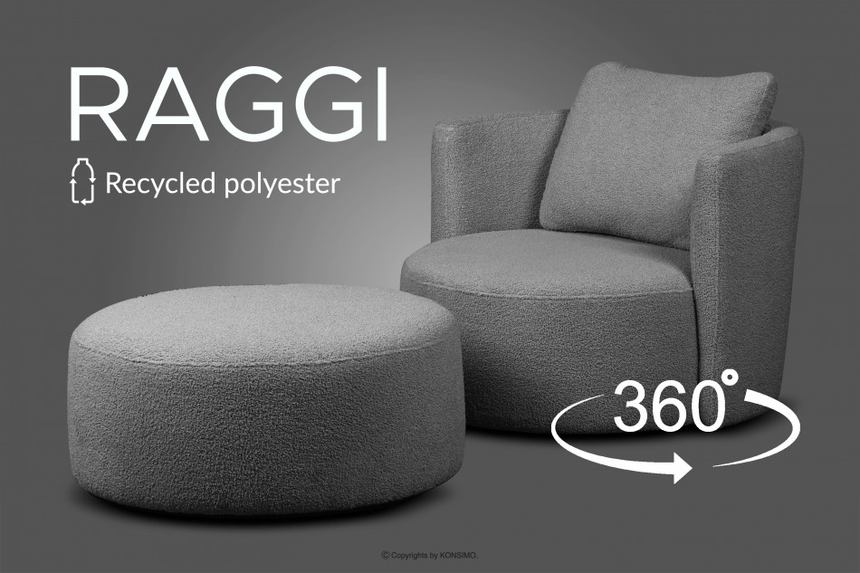 RAGGI Puf boucle tmavo šedý kožúšok tmavošedý - obrázok 6