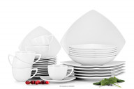 Jedálenská a kávová porcelánová súprava pre 6 osôb, biela 30 ks