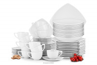 Jedálenská a kávová porcelánová súprava pre 12 osôb, biela 60 ks