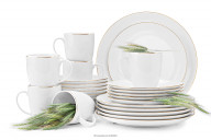 Jedálenská a kávová porcelánová súprava pre 6 osôb, Zlatá linka (24 ks)