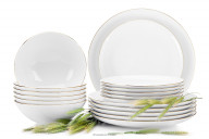 Jedálenská porcelánová súprava pre 6 osôb, Zlatá linka (18 ks)