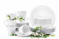 Jedálenská a kávová porcelánová súprava pre 6 osôb, Platinová linka (30 ks)