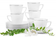 Súprava porcelánových šálok pre 6 osôb, Platinová linka (12 ks)