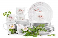 Jedálenská a kávová porcelánová súprava pre 6 osôb, Pivoňka (24 ks)