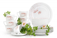 Jedálenská a kávová porcelánová súprava pre 6 osôb, Pivoňka (30 ks)