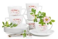 Sada porcelánových šálok pre 6 osôb, Pivoňka (12 ks)