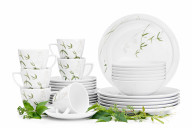 Jedálenská a kávová porcelánová súprava pre 6 osôb, Tráva (30 ks)