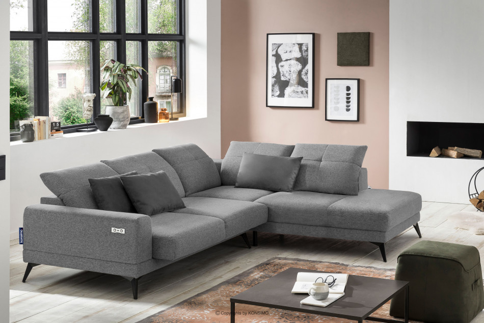 DAVIDI Nastaviteľná rohová sedacia súprava sivá pravá šedá - obrázok 1