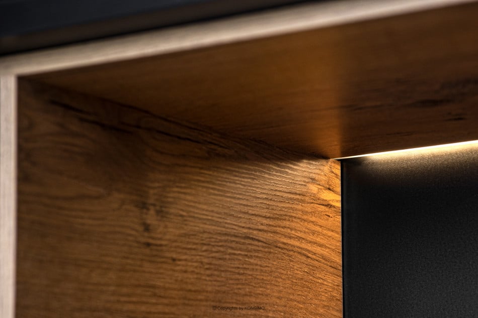 LOFTY Loft TV skrinka s poličkami černý/přírodní dub - obrázok 24