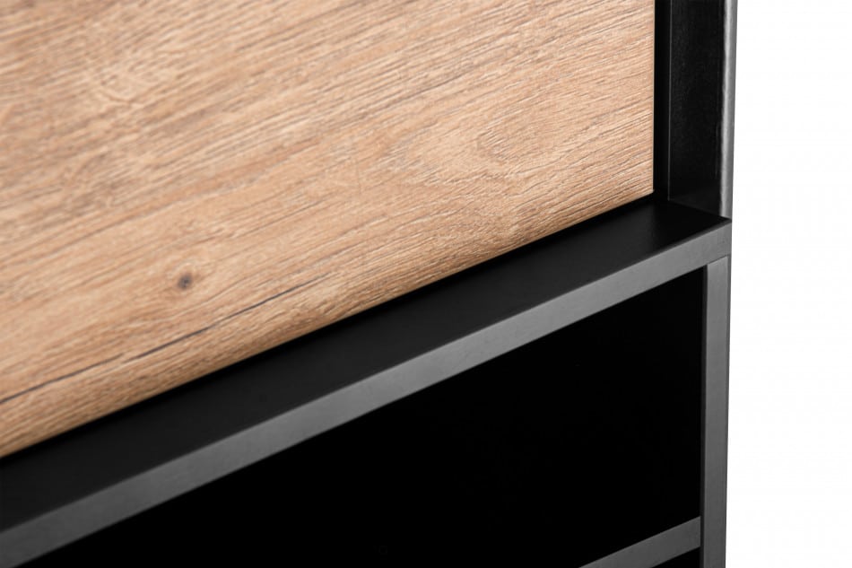 LOFTY Vysoký regál s drážkovaním černý/přírodní dub - obrázok 19