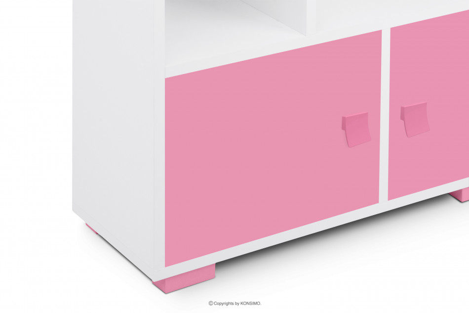 PABIS Knižnica s dvierkami ružová biela/ružová - obrázok 4