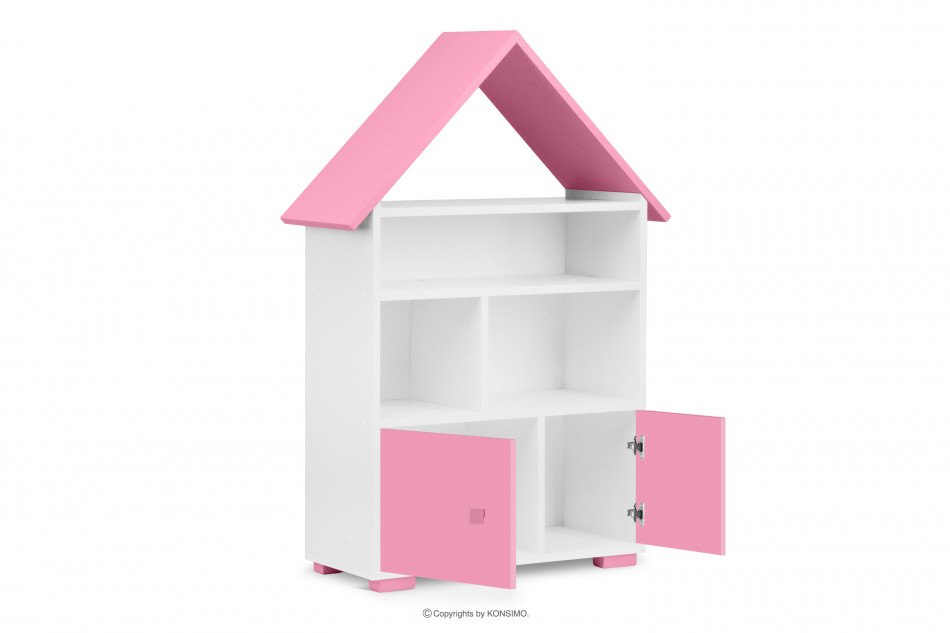 PABIS Knižnica s dvierkami ružová biela/ružová - obrázok 5
