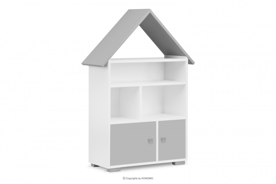 PABIS Regál na knihy s dvierkami sivý biela/sivá - obrázok 2