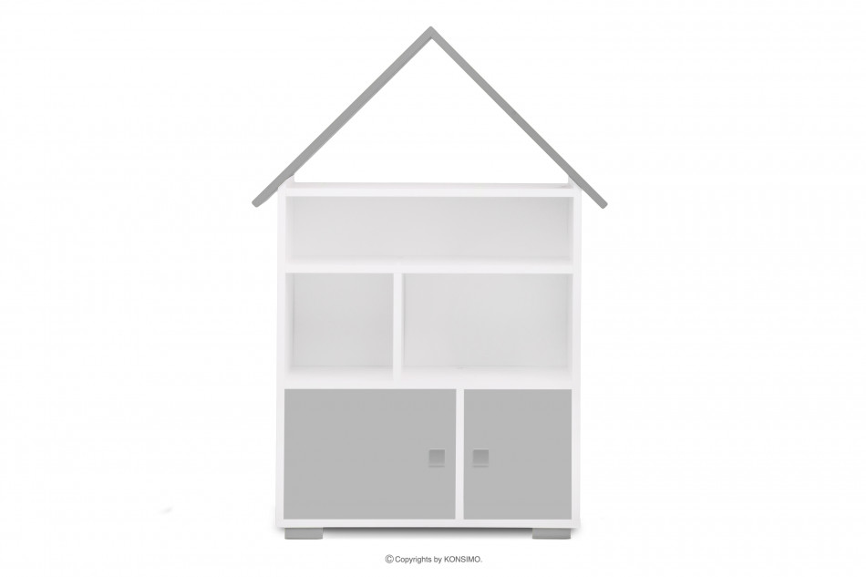 PABIS Regál na knihy s dvierkami sivý biela/sivá - obrázok 0