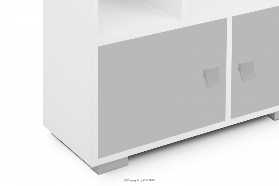 PABIS Regál na knihy s dvierkami sivý biela/sivá - obrázok 4