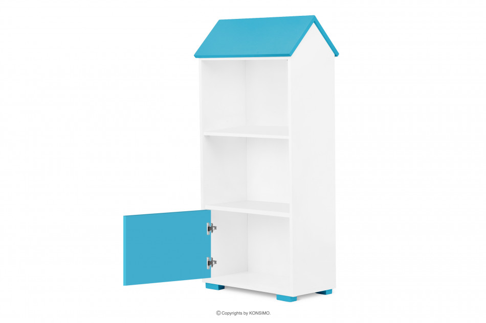 PABIS Detská knižnica, chata s dvierkami modrá modrá/biela - obrázok 5