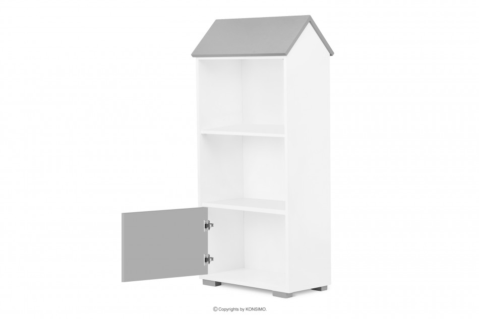 PABIS Detská knižnica, chatka s dvierkami šedá šedá biela - obrázok 5