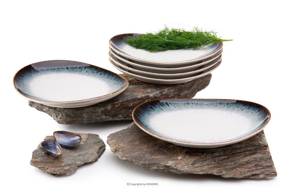 TIME DIM Raňajkový tanier 6ks. námornícka modrá/biela - obrázok 0