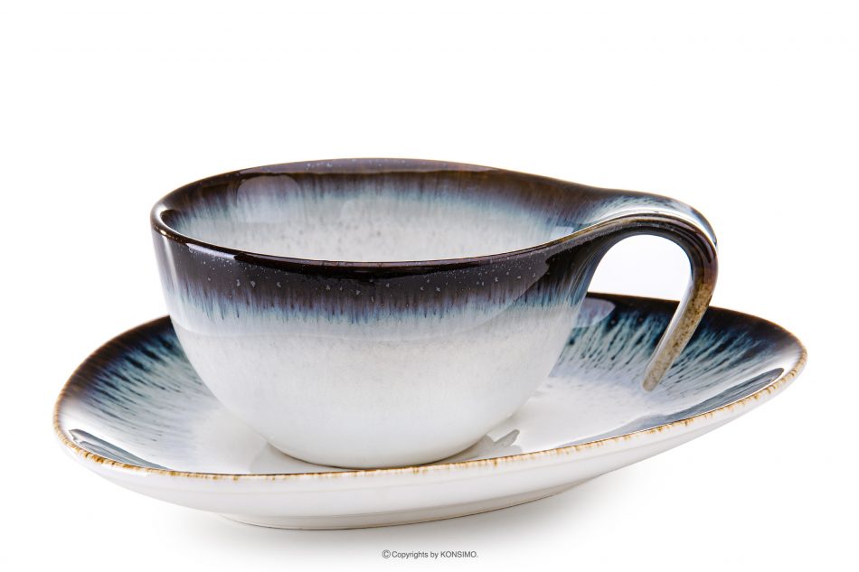 TIME DIM Šálka s podšálkou 6ks. námornícka modrá/biela - obrázok 2