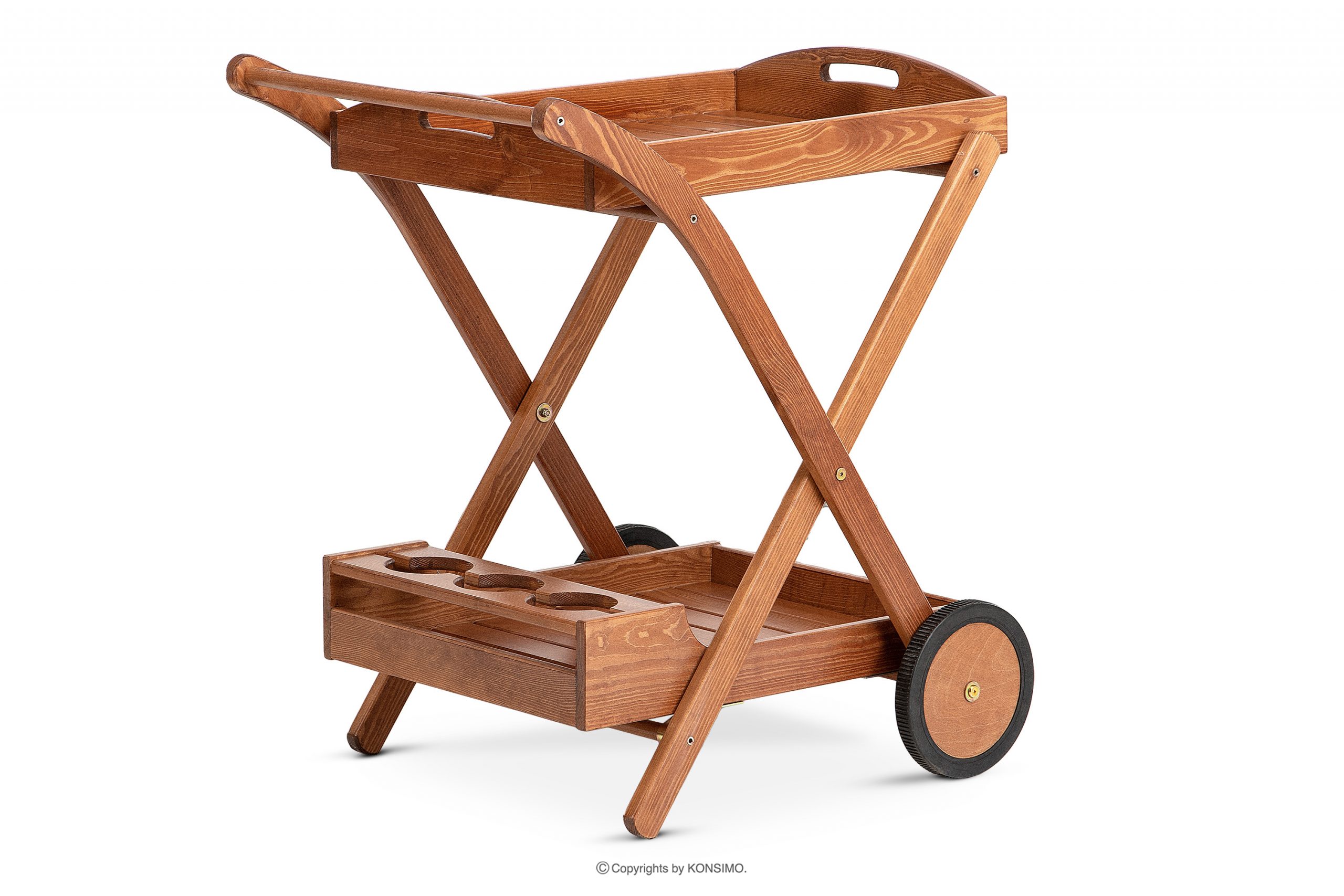 Bar na kolieskach z borovicového dreva do záhrady