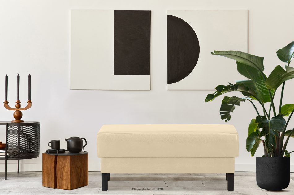 ESPECTO Pohovka z ekokože otoman krémová krémová - obrázok 1