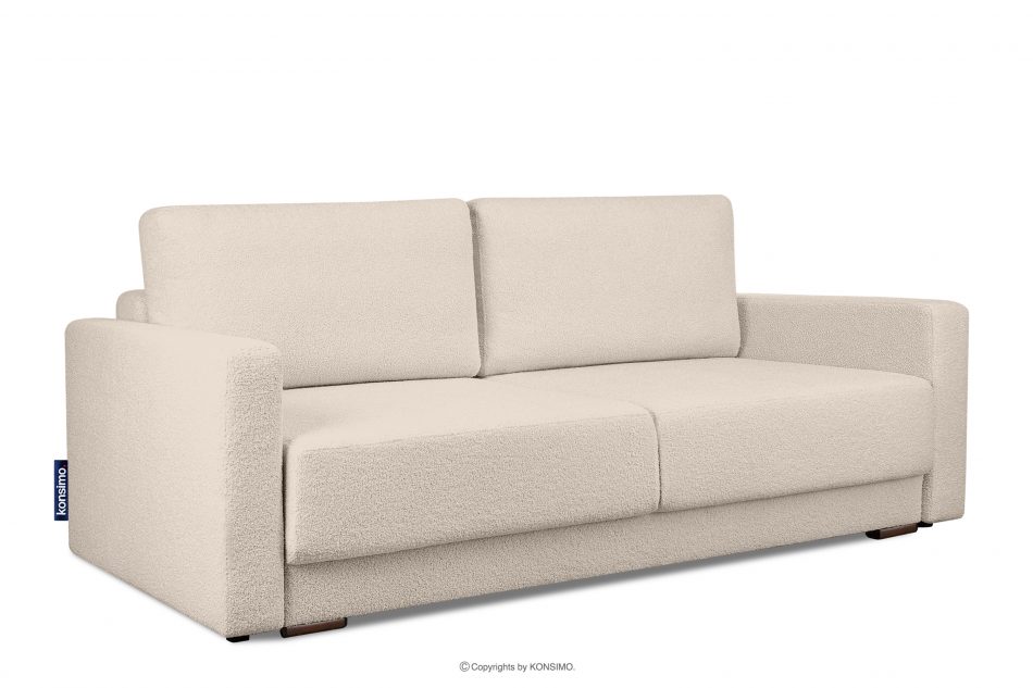 RUVIS Rozkládací třímístná pohovka boucle krémová krémová - obrázok 2