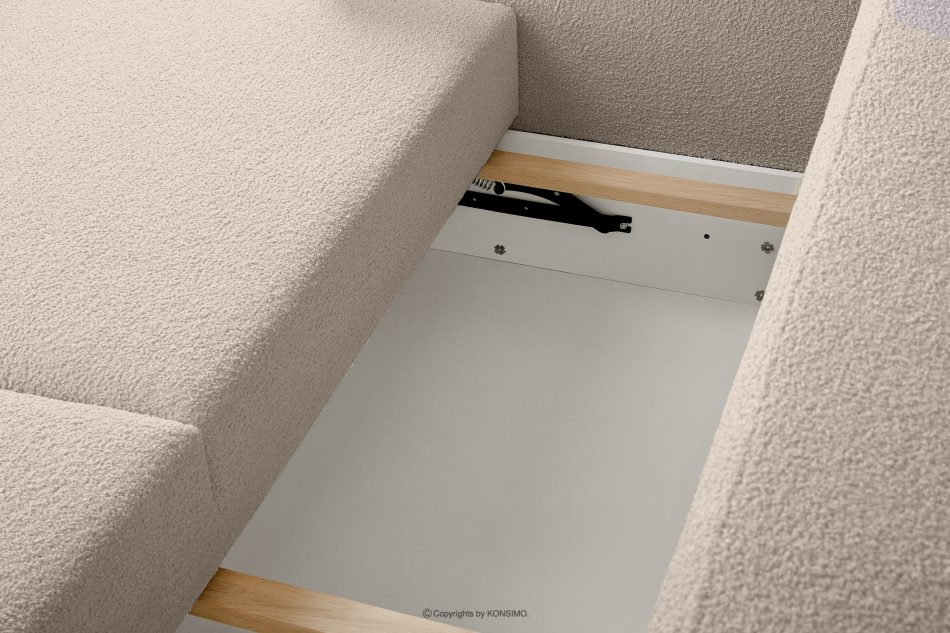 RUVIS Rozkládací třímístná pohovka boucle krémová krémová - obrázok 8