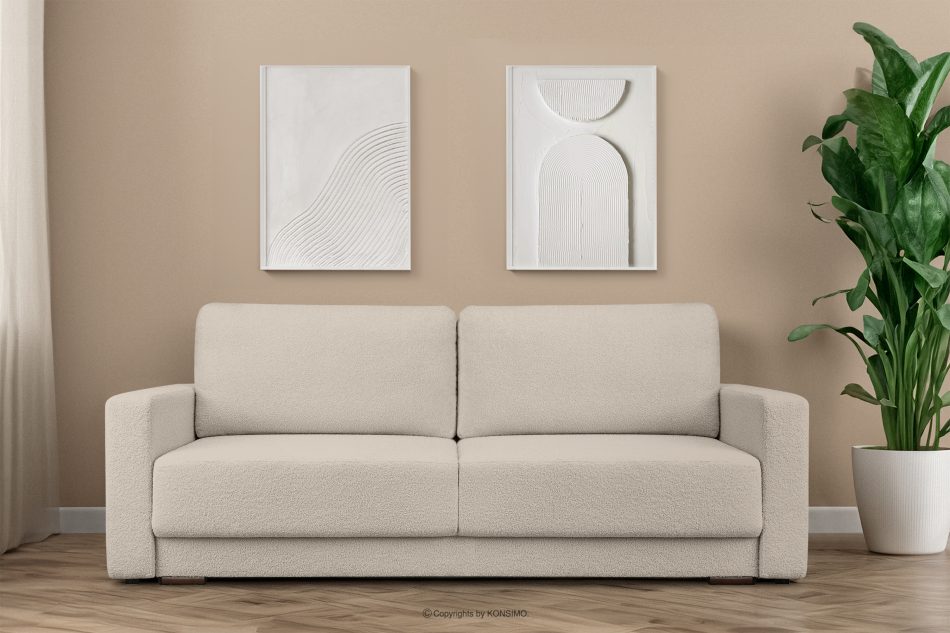 RUVIS Rozkládací třímístná pohovka boucle krémová krémová - obrázok 1