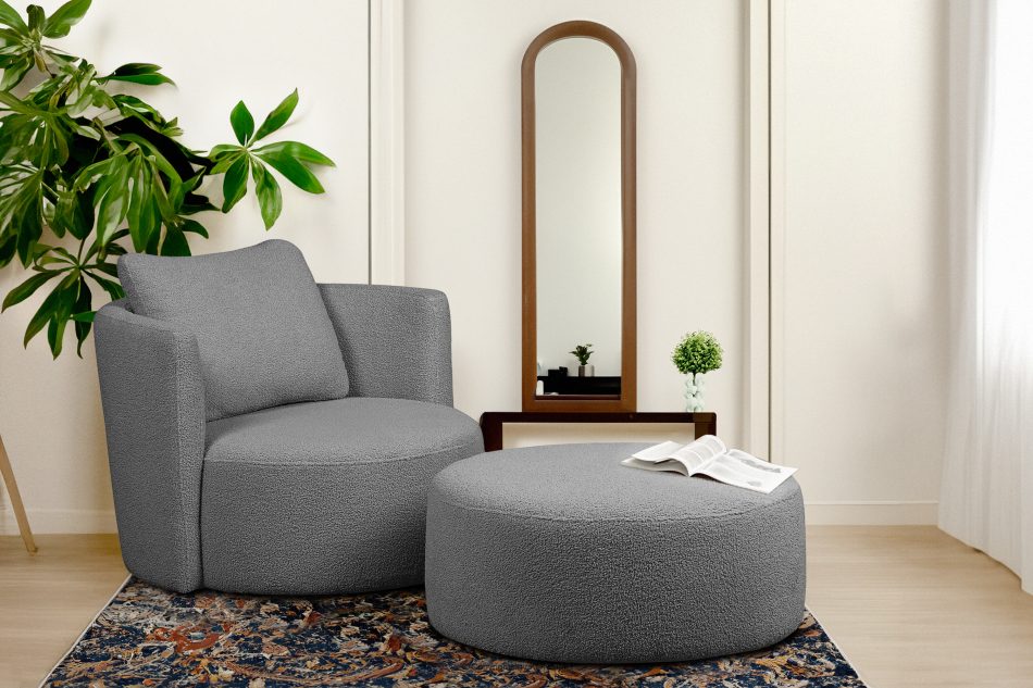 RAGGI Puf boucle tmavo šedý kožúšok tmavošedý - obrázok 1